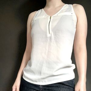 White tank top, size small with gold accents